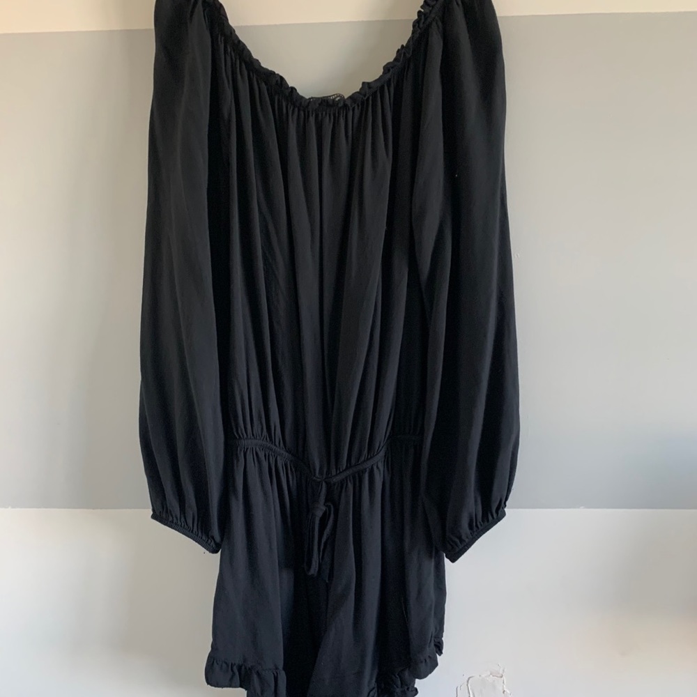 brandy off the shoulder black romper